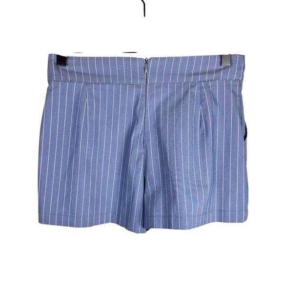 Koch Blue Pinstripe One Shoulder Ruffle Blouse Top Matching Shorts Two Piece Set - Picture 9 of 11